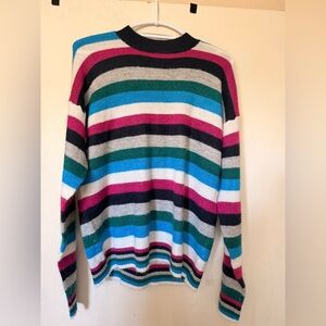 Laura Scott Striped Knit Sweater XL Colorful Crewneck